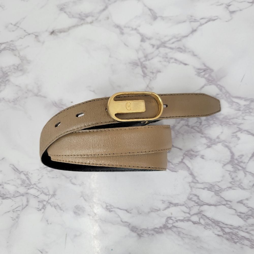 Nino Cerruti Gold Buckle Taupe Italian Leather Belt